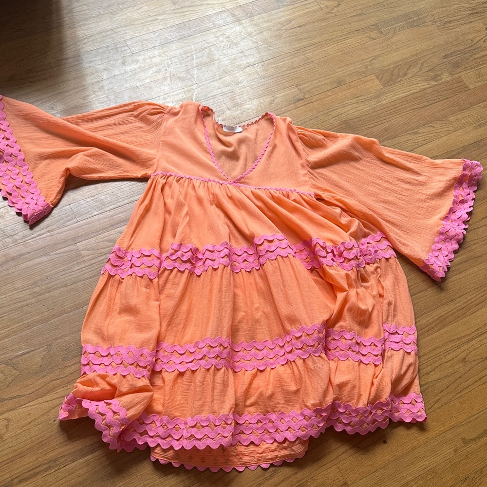 CORAL LUXURY DRESS Flora Sardalos Hydra Ric Rac trimmed dress - Picture 13 of 17